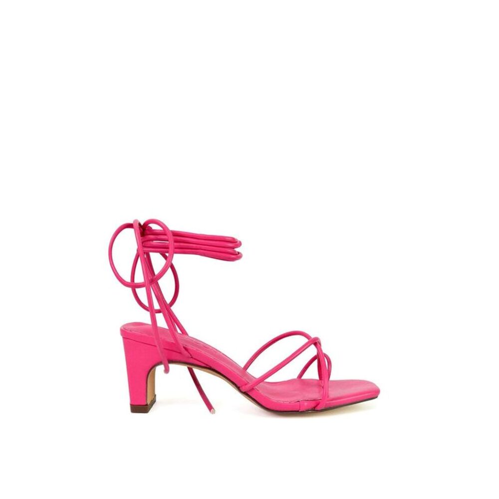 XY London Womens/Ladies Atlas Strappy Square Toe Lace Up Mid Block Heel Sandals